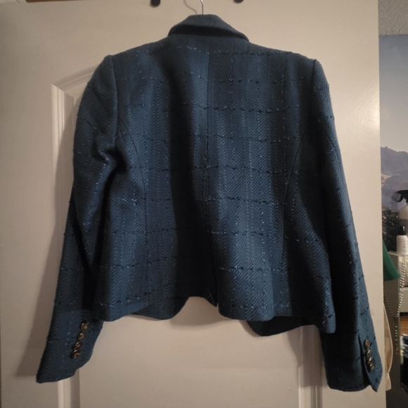 Ann Taylor Women's Newbury Blazer Tweed In Teal. NWT Size 2 - Picture 7 of 10